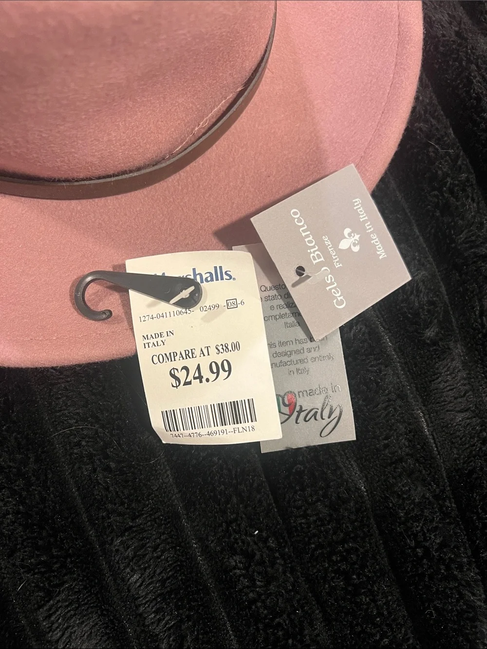 Soft Pink Felt Wide-Brim Fedora with Brown Band